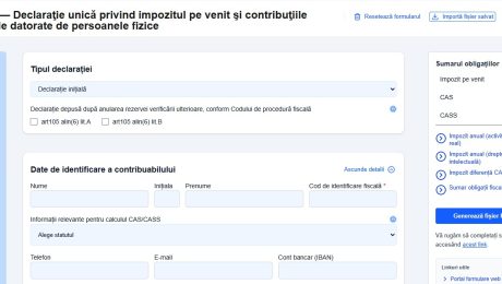 Declaratia unica ANAF PFA formularul 212